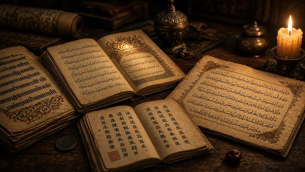 Antique manuscripts in Persian, Indian, Chinese, and Arabic scripts — vernacular literature outside Europe reclaiming the language of the people (Trusted Translations Europe editorial)